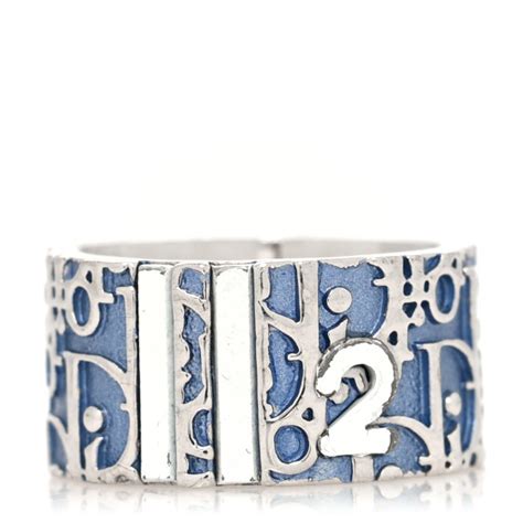 CHRISTIAN DIOR Metal Trotter Ring 6 Blue 